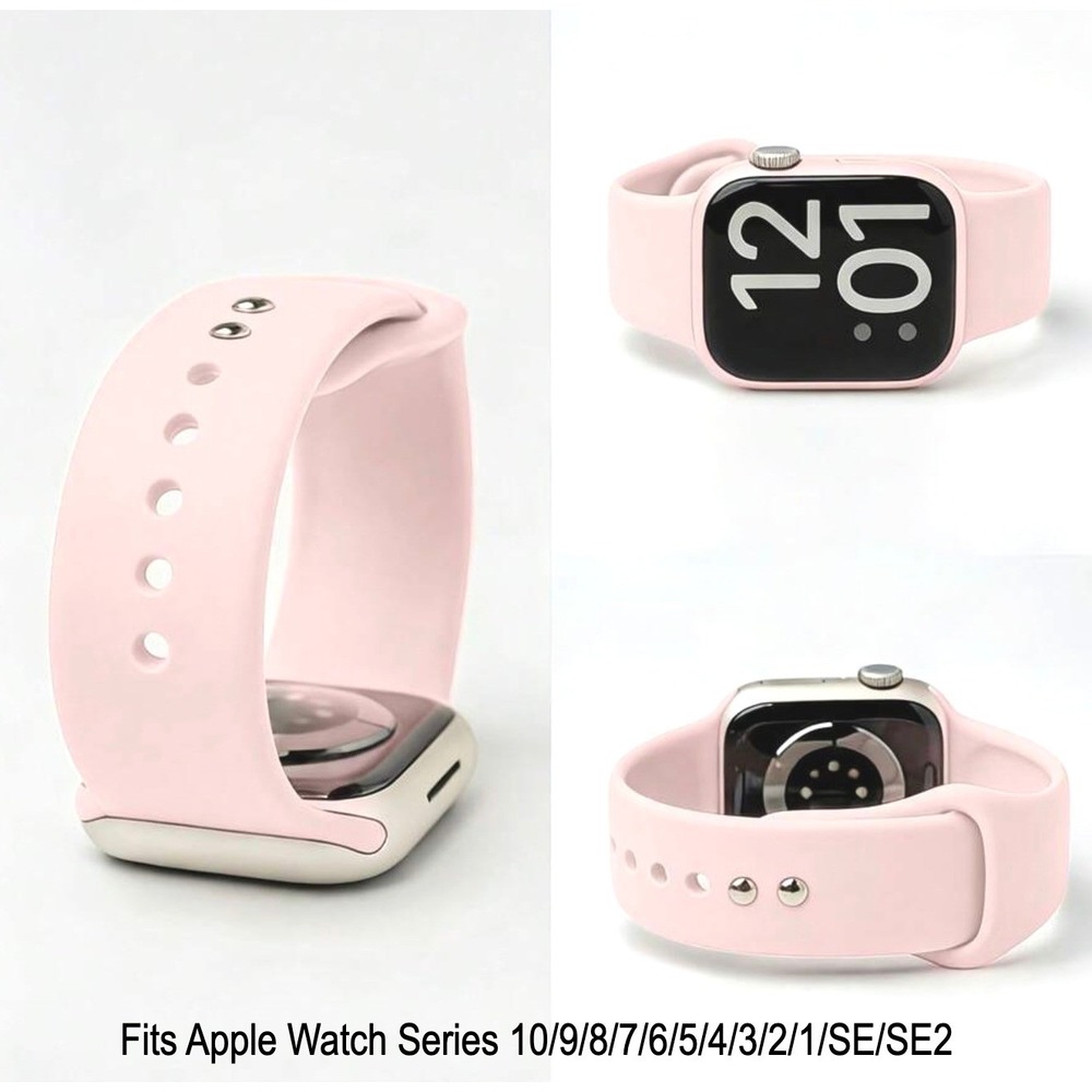 Apple iWatch Compatible Series Sporty Pink Silicone Watch Band 38/40/41/42mm